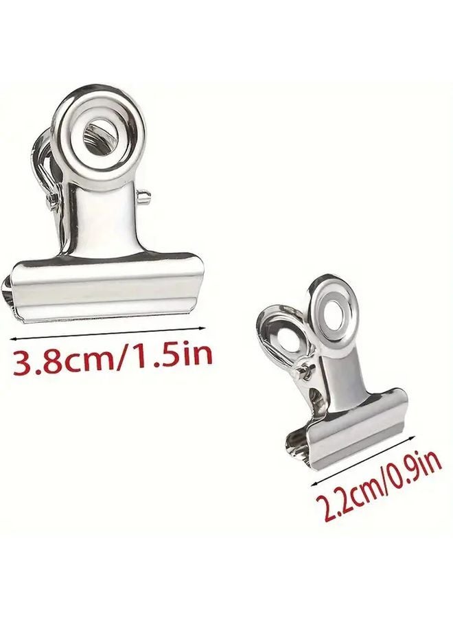 Silver Metal Hinge Clips 20pcs Large and Small Spring Binder Clips for Food Bags Photos Crafts Office - Image 3